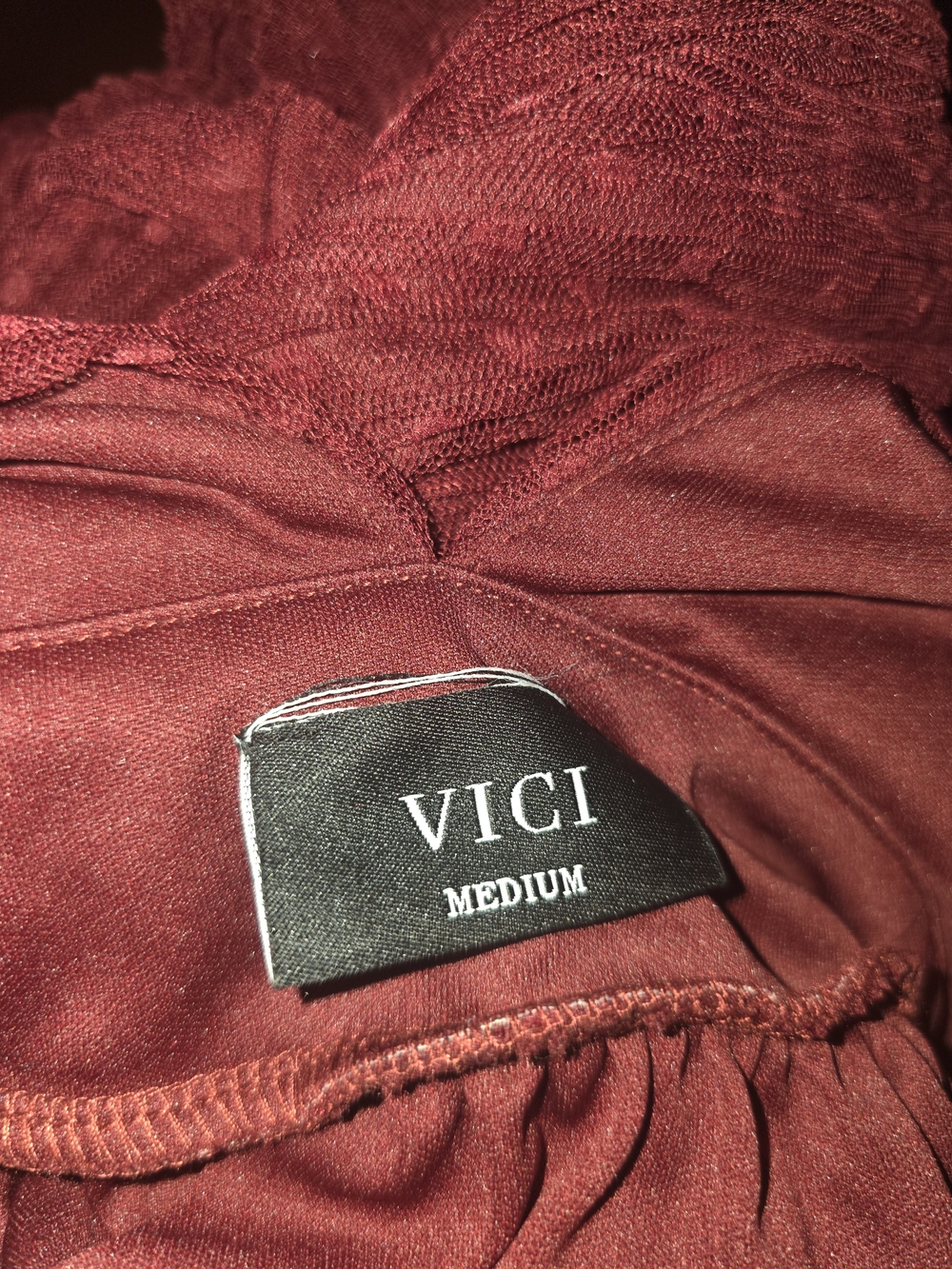 Vici Burgundy Asymmetrical Ruffle Midi Dress - Picture 3 of 4